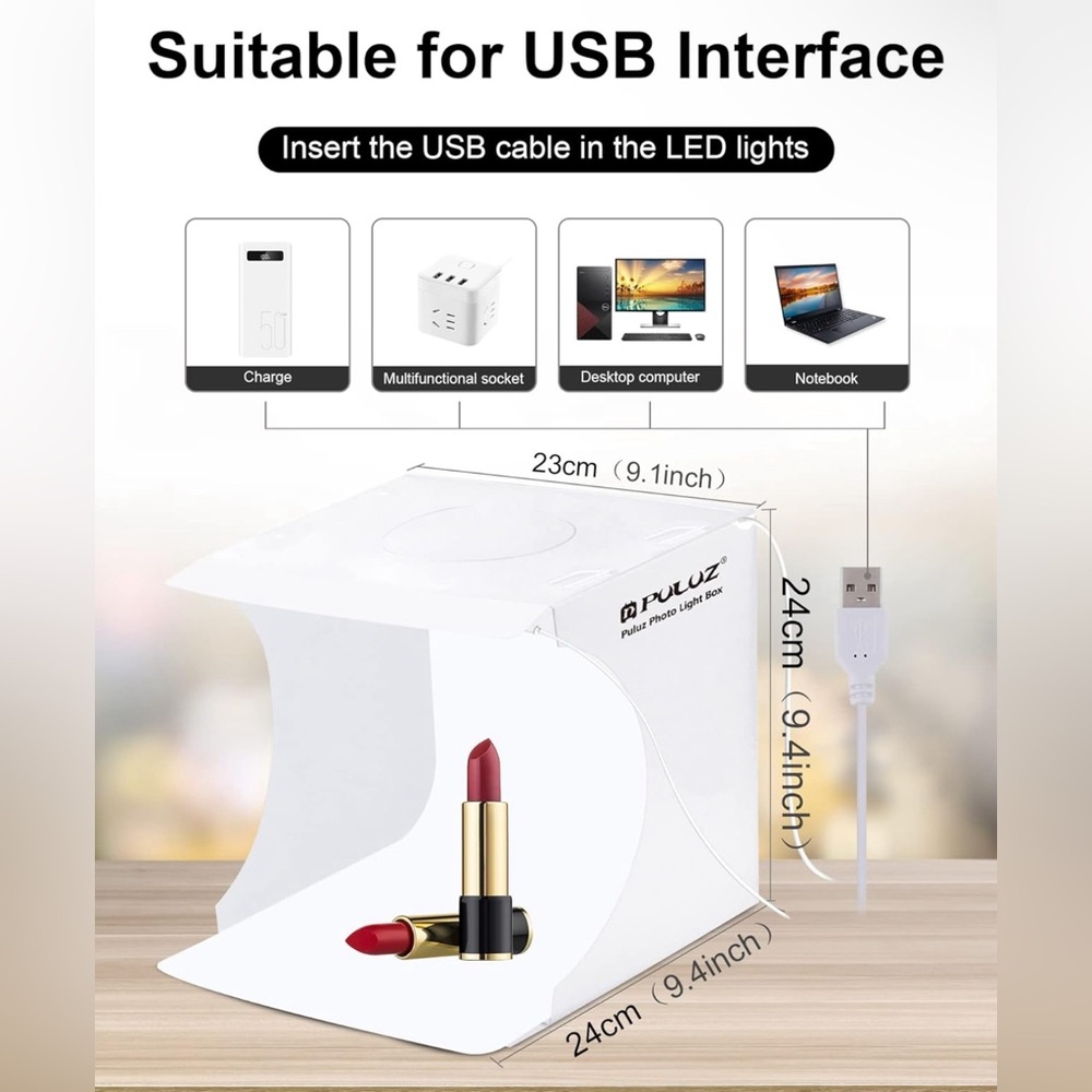 Photo Studio Box with LED Light & Multiple Backdrops - Picture 4 of 6